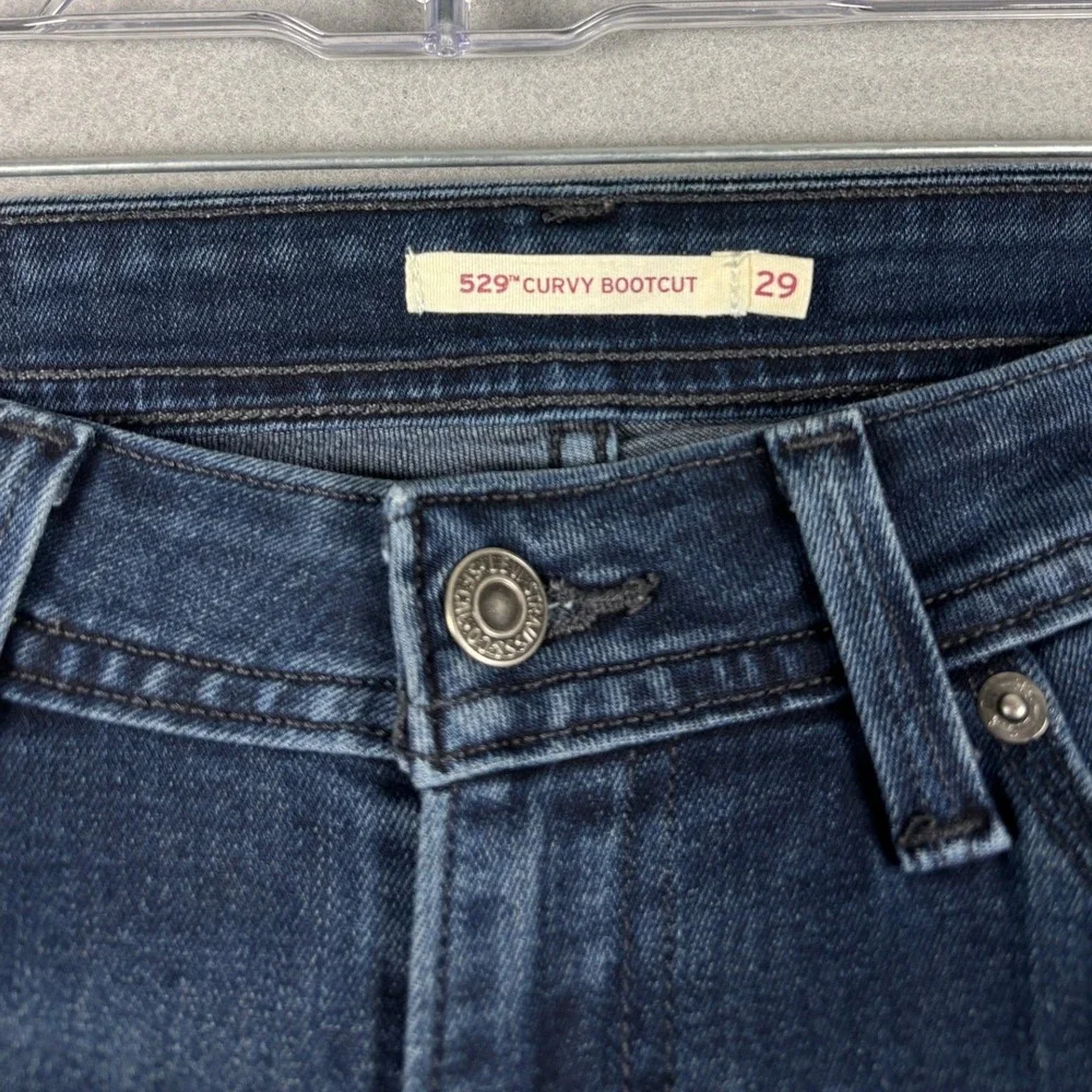 Levi's 529 Curvy Bootcut Jeans Dark Wash Stretch Size 29 Blue Denim